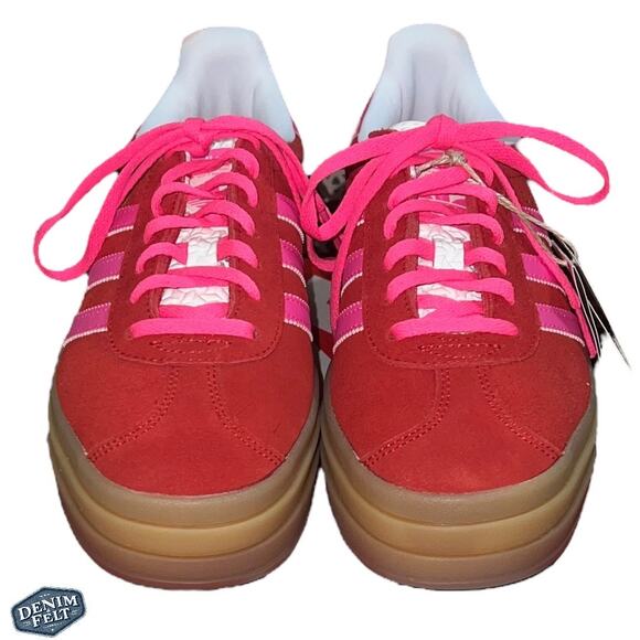 NEW Adidas Women’s GAZELLE BOLD COLLEGIATE RED/LUCID PINK Casual Shoes/Sneakers - Picture 7 of 16